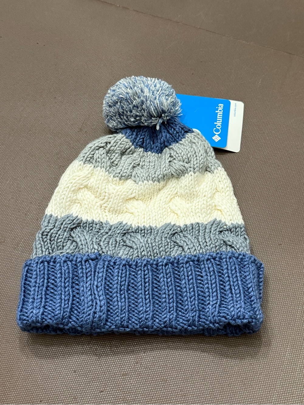 Columbia Knit Hat Winter Beanie Pom Pom Cable Knit Carson Pass Unisex One Size